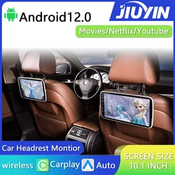 JIUYIN Headrest Monitor Display IPS Android Touch Screen For Car Rear Seat Player CarPlay WiFi Video Music FM Bluetooth AirPlay