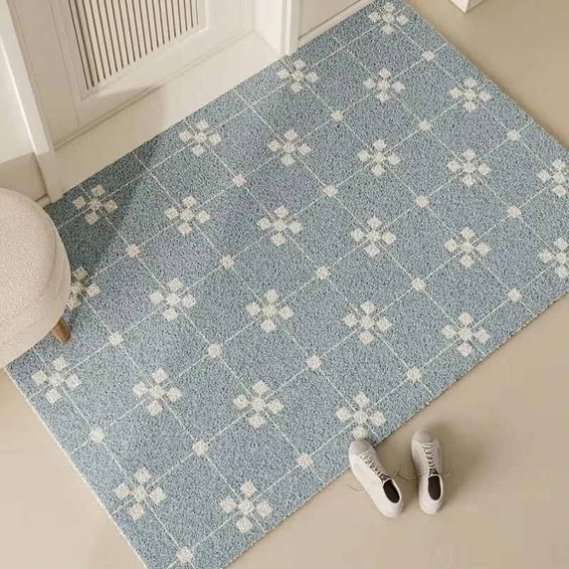 VIKAMA Fresh Diamond-Pattern Soft Door Mat Stain-Resistant Durable Security Door Inner Side Floor Mat Soft Carpet for Home Decor