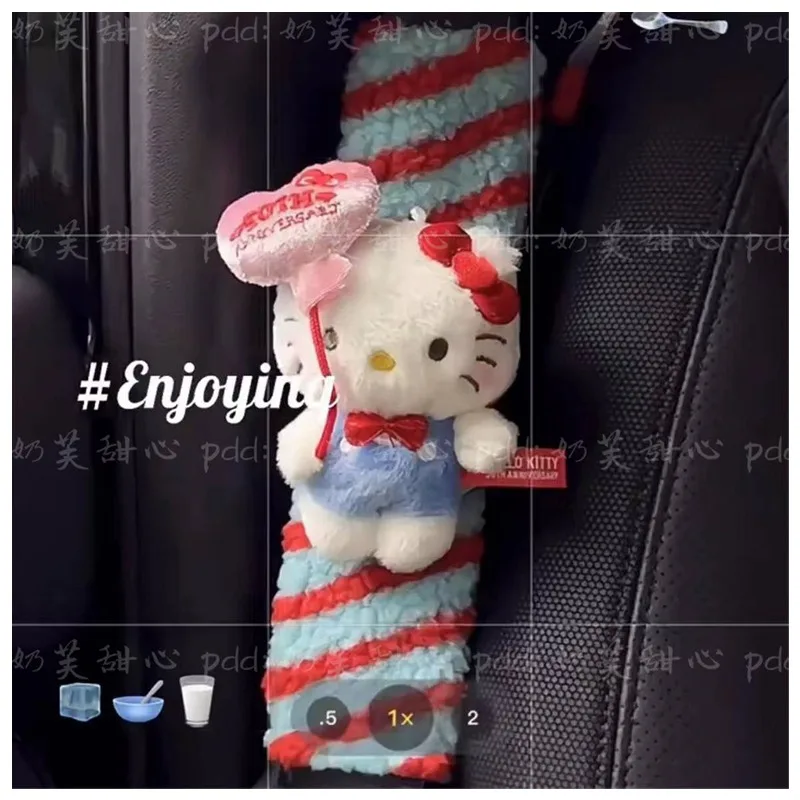 Cartoon Hellokittys Cute Decorative Doll Car Seat Belt Cover Kawaii Auto Interior Accessories Wear Resistant Anti Slip Sleeve