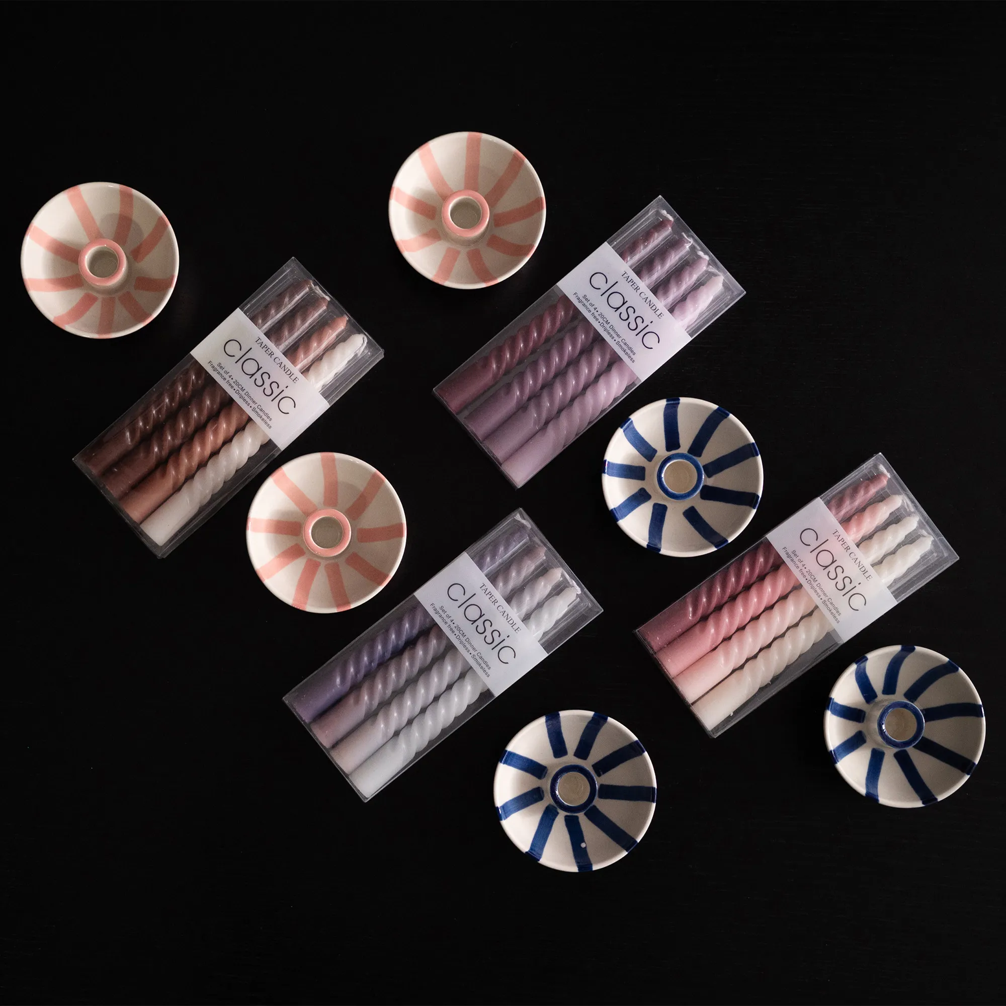 Ceramic Candlestick Stripes Hand-painted Ornaments Photography Decoration ornaments dried flower scented candle holder