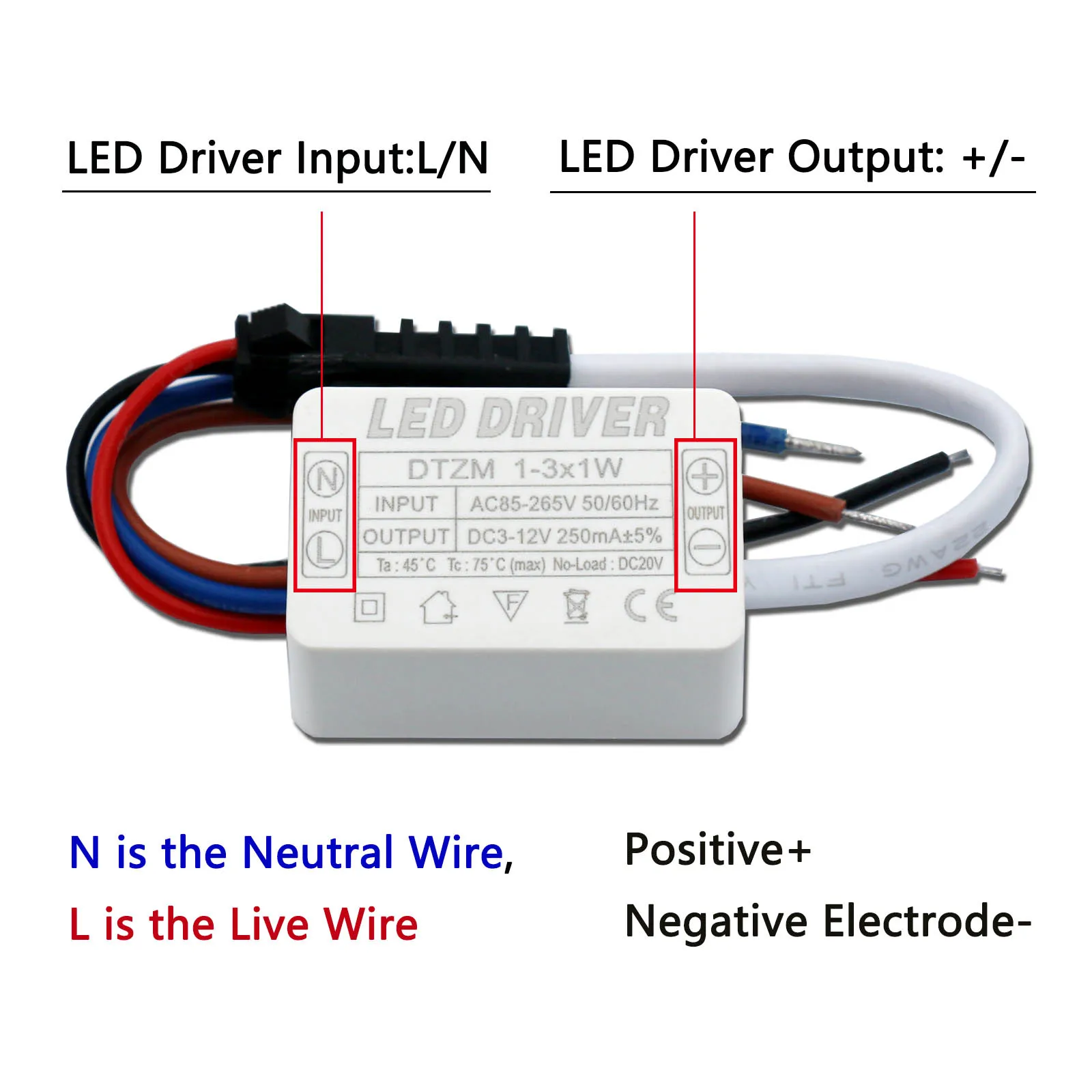 LEDドライバー,1W,2W,3W,250ma,出力ユニット,DC3-12V LEDスポットライト用変圧器