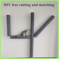 Cat Scratching Post Self-adhesive Wall Mounted Cats Climbing Frame Wear Resistant Cats Teaser Stick Cat Toys Pet Furniture