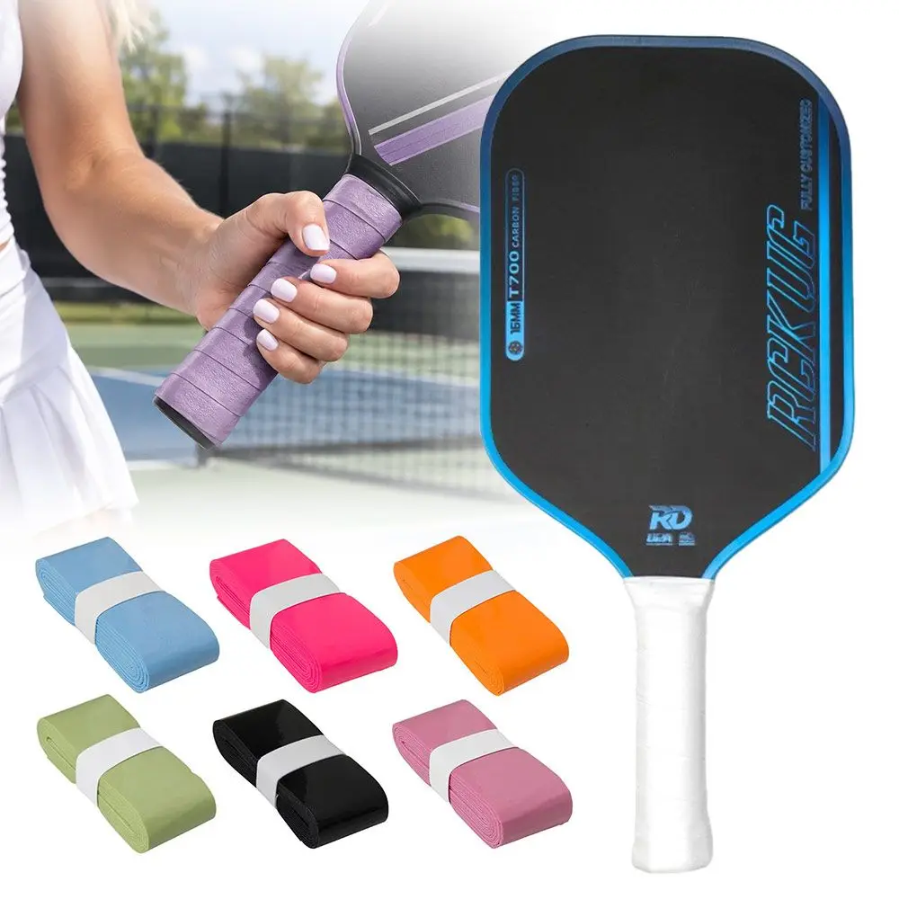 PU Pickleball Paddle Handle Wrap Tape Anti-slip Sweat-Absorbent Pickleball Racket Grip Tape Solid Color Shock-Absorbing