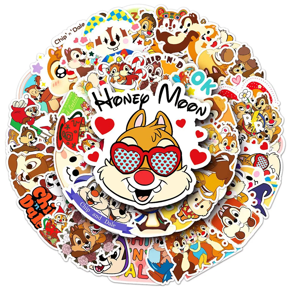 10/30/50pcs Disney Cartoon Chip \'n\' Dale Stickers Kawaii Girls Graffiti Fridge Phone Laptop Diary Kids Cute Sticker Toys Decals