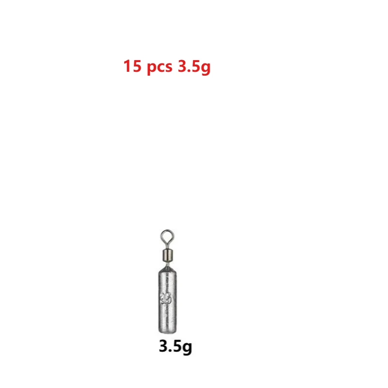 15 Stück/Set Drop-Shot-Sinker 3,5g/5g/7g/10g/14g/20g Zylindrische Röhrenbleie Metall-Jig Meeresangel-Set Angelzubehör – Detail 7