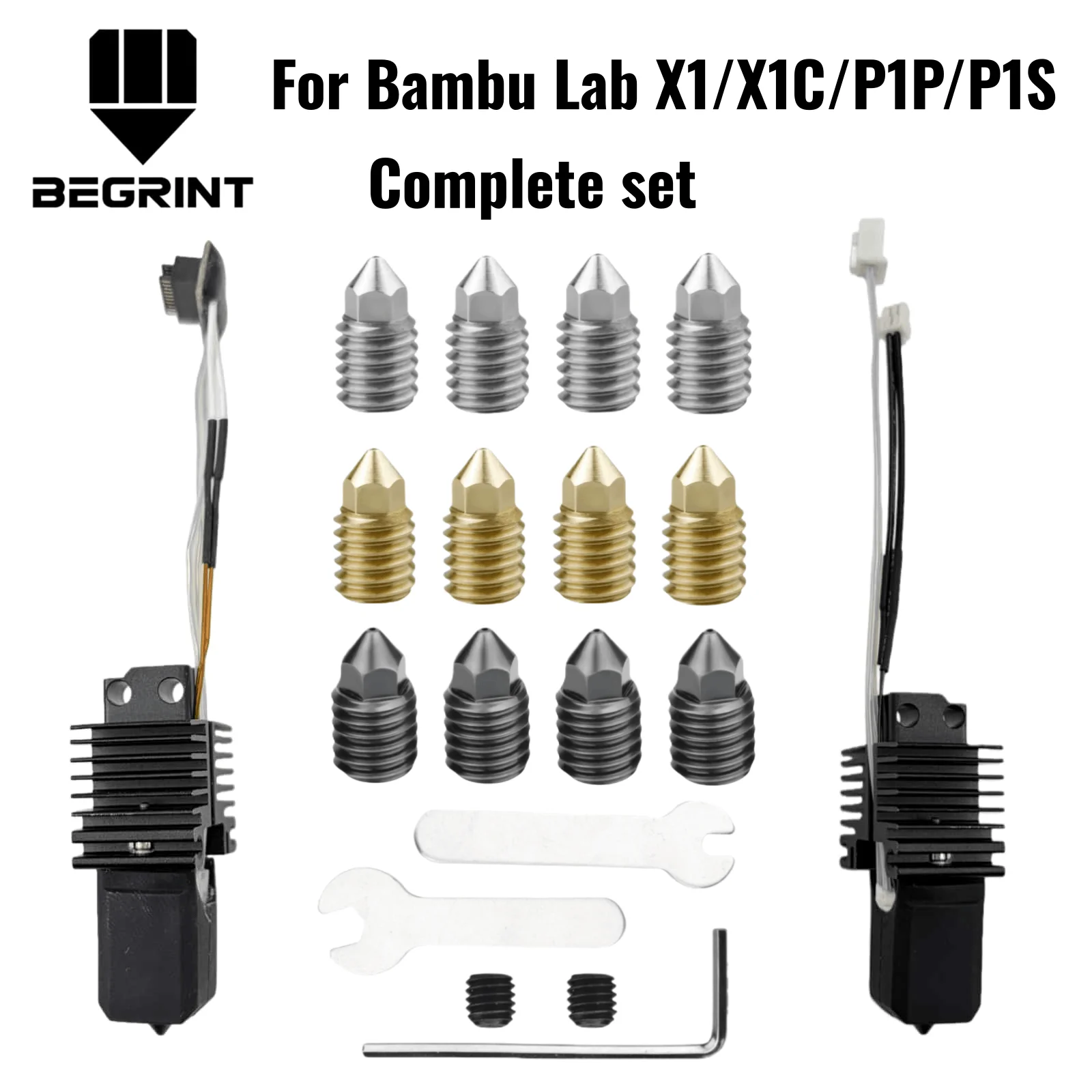

Complete Hotend For Bambu Lab X1 X1C P1P P1S with Thermistor&heat Hardened steel nozzle Complete Bamboo Lab X1 Carbon Hot End