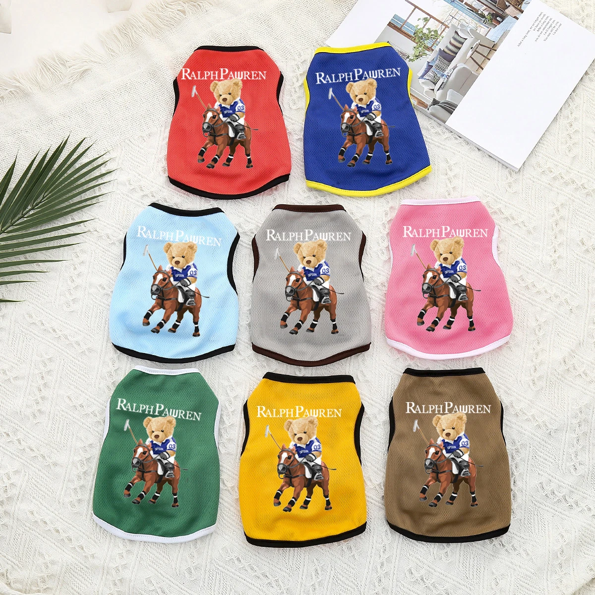 

Summer Pet Dog Clothes Mesh Thin Dogs Vest Cute Bear For Small And Medium Chihuahua French Bulldog Pure Cotton T-shirt Puppy