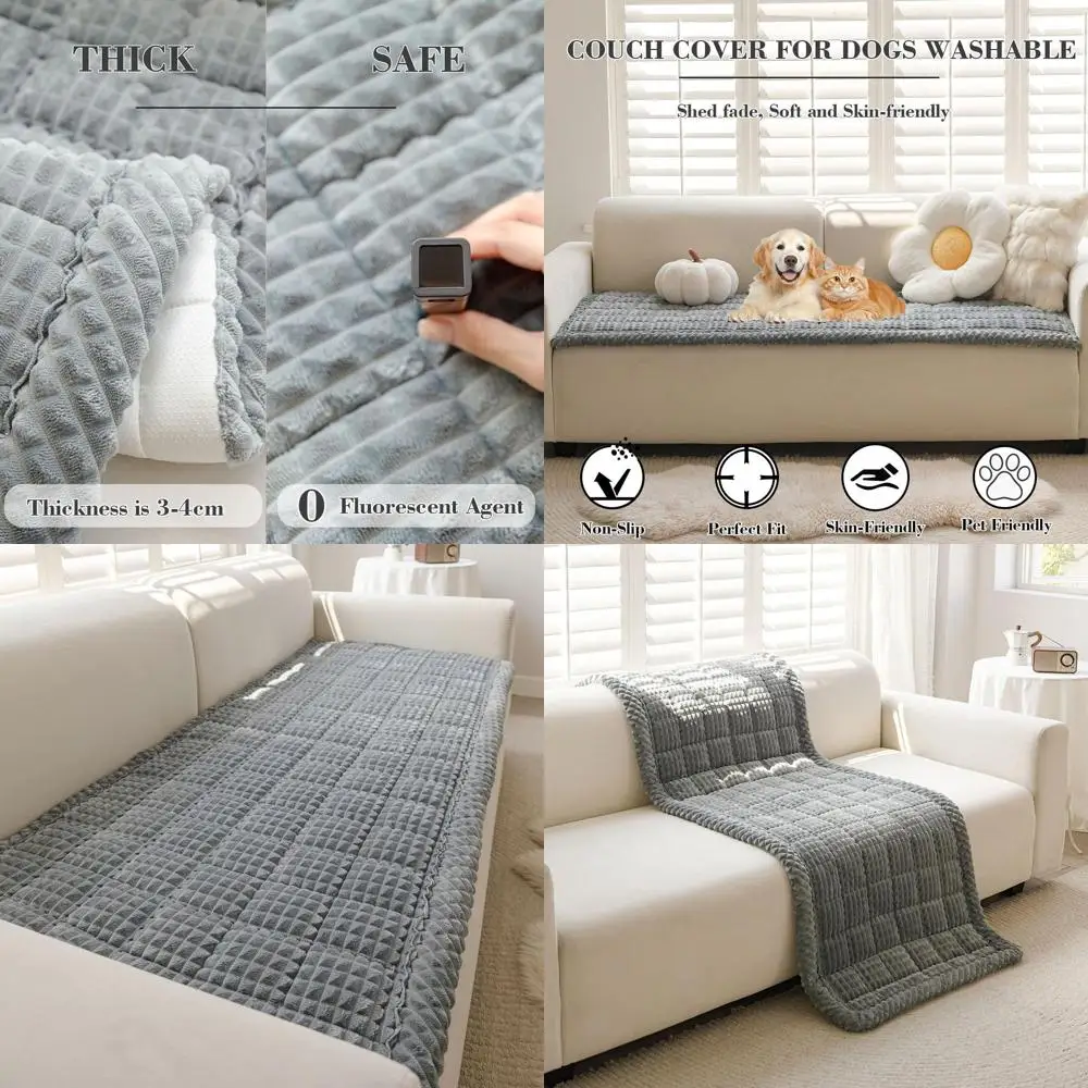 

Washable Non-Slip Dog Sofa Cover, Fuzzy Couch Blanket Protector (Blue Gray, 27.6 x 59 / 70 x 150 cm)