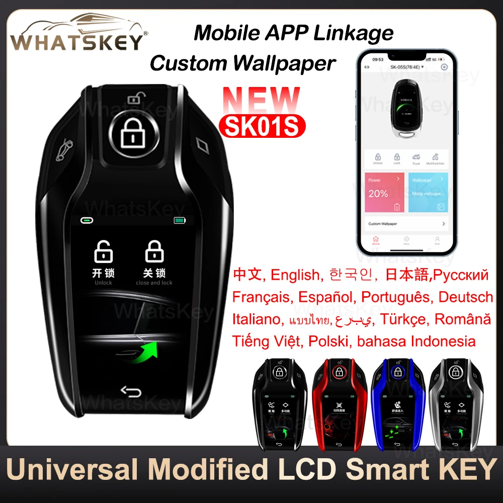 SK01S Universal LCD smart key APP Customized wallpaper For BMW For BENZ For KIA For Nissan For VW For Lexu For Audi LCD KEY