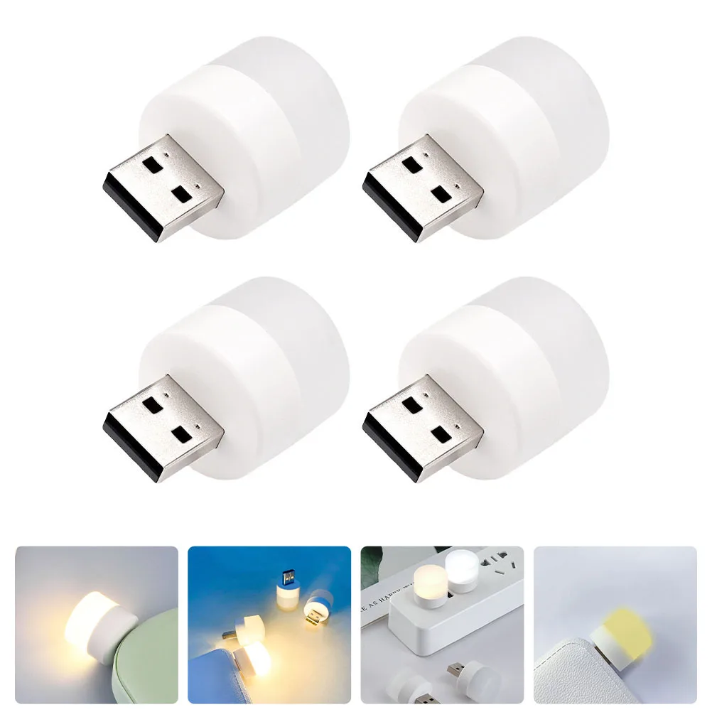 4 ชิ้นไฟกลางคืนขนาดเล็กโคมไฟข้างเตียง USB แบบพกพา LED สําหรับห้องนอนเก๋ทันสมัยตกแต่ง Plug-in เดสก์ท็อปที่เรียบง่าย