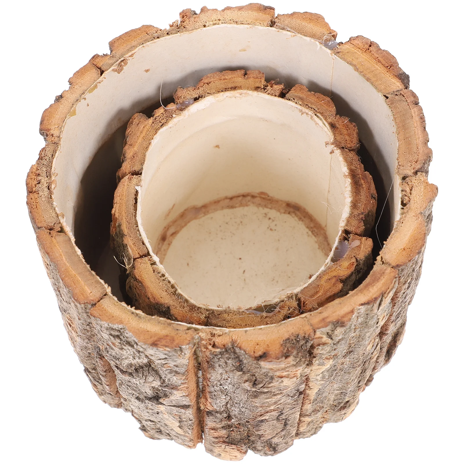 

Generic Wooden Flower Pot Natural Wood Bark Flower Bucket Barrel Planters Rustic Shabby Vase Farmhouse Planter Pot