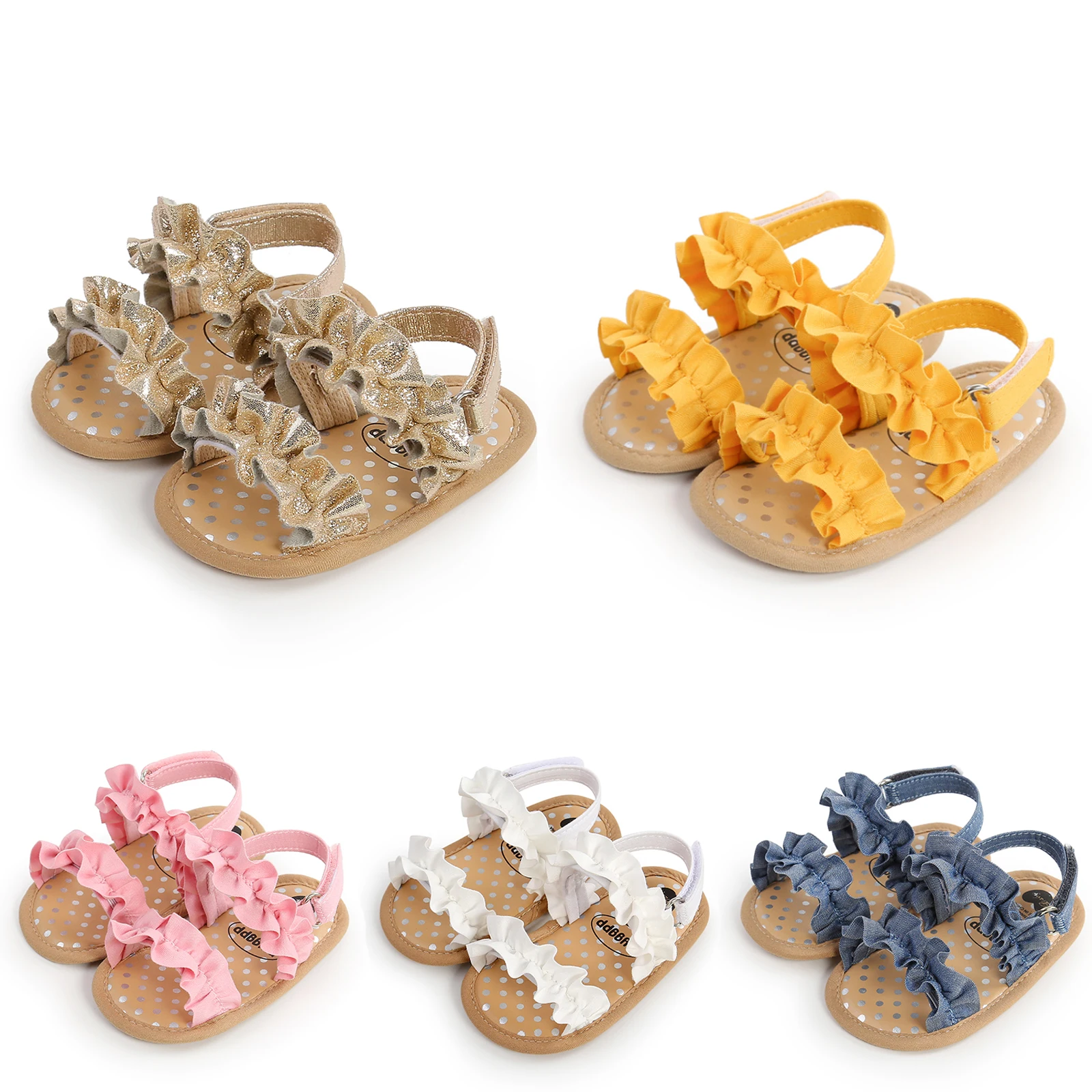 Infant Baby Girl Shoes Toddler Sandals Premium Soft Sole Non-Slip Cute Summer Flower Lace Crib First Walker Flats Princess Shoes