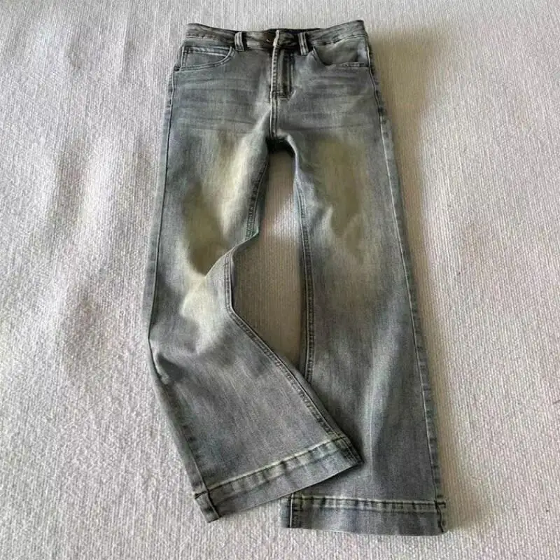 

lengthen Women's Pants American style Breathable retro elasticity high waist Oversized jeans Spring autumn versatile Slimming﻿