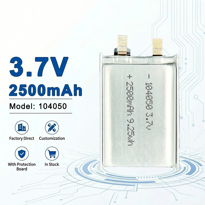 

Литий-полимерный аккумулятор 104050 3.7V 2500mAh для портативных медицинских устройств и мобильной электронной техники 655063 755060 974058