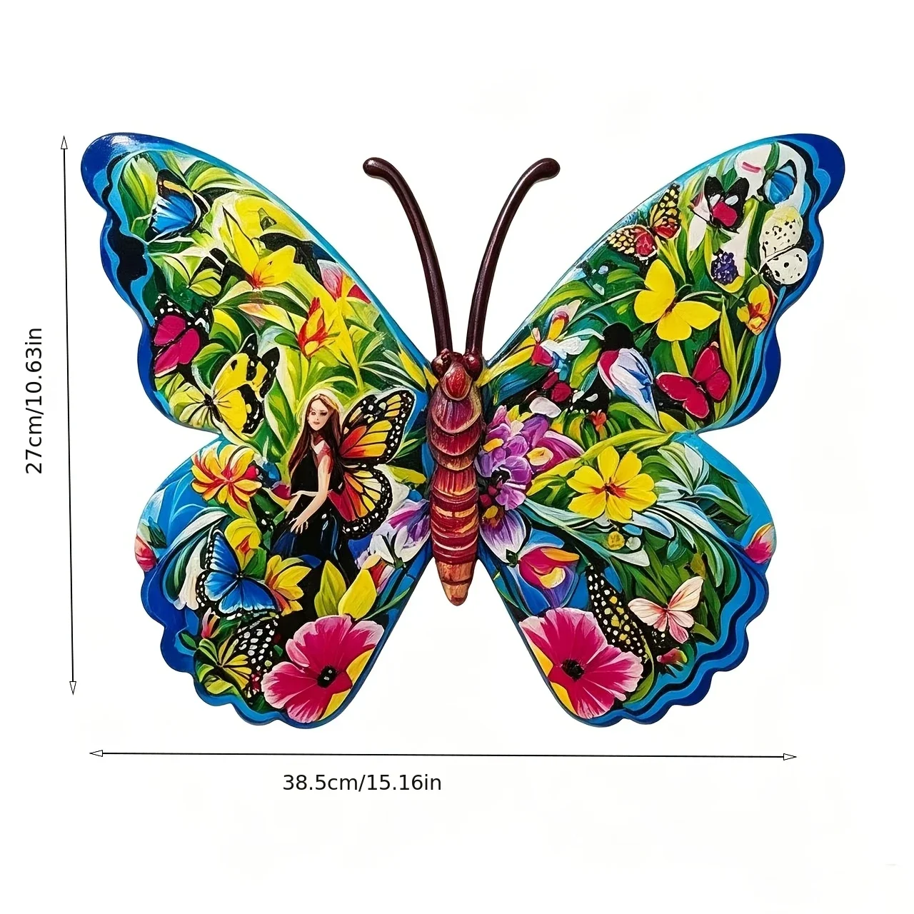 CIFBUY 1pc 15 Inch Large Butterfly Metal Wall Art, Handmade Iron Sculpture, Pre-drilled Hanging Holes, Waterproof Rustproof