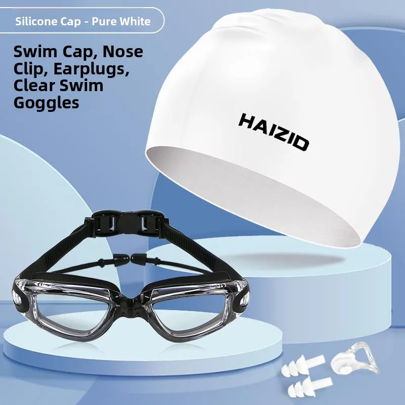

Силиконовая шапочка для плавания, водонепроницаемая, унисекс, большой размер, дизайн в форме капли, набор очков для плавания с защитой от запотевания для фитнеса и соревнований.