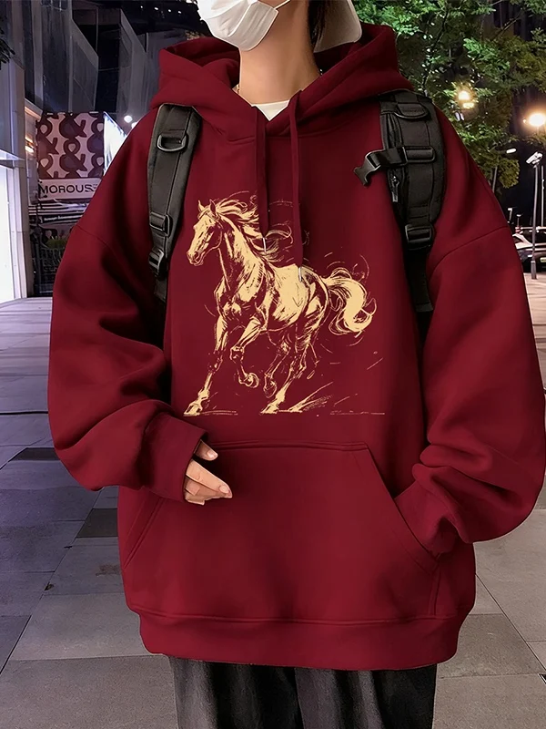 Sudadera con capucha de talla grande con forro de Fce para mujer, sudadera larga con estampado de invierno Jaet coreano Sle