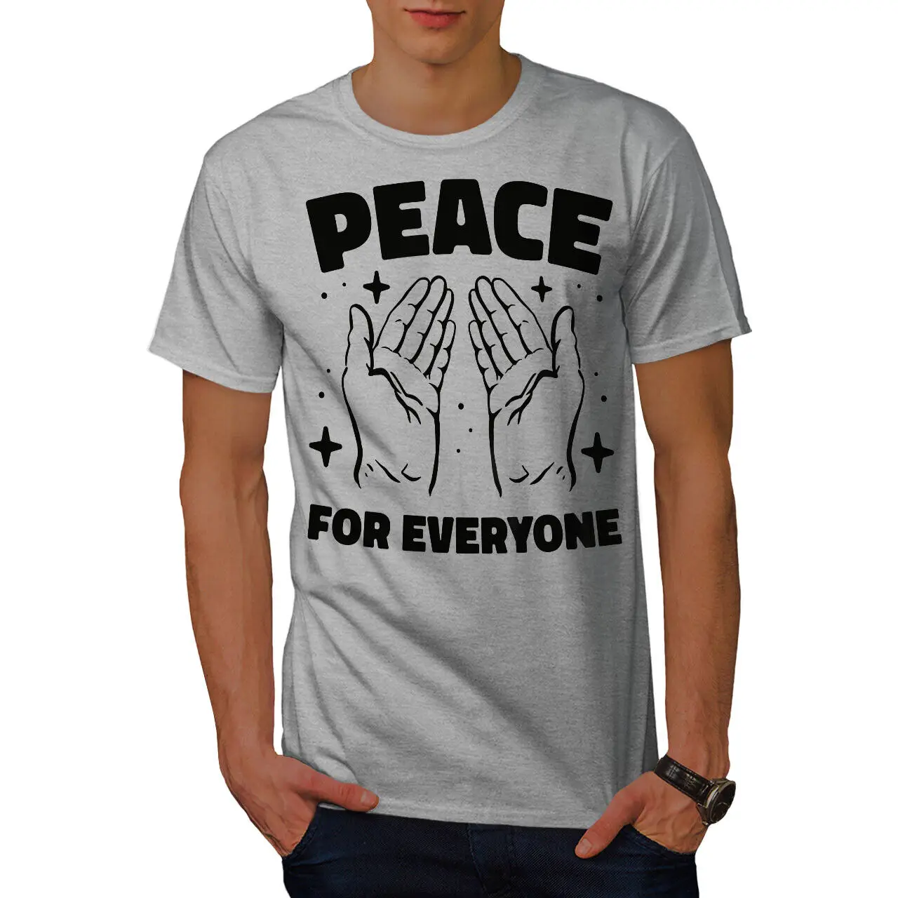 Peace for Everyone Hand Gesture Message Mens T-shirt