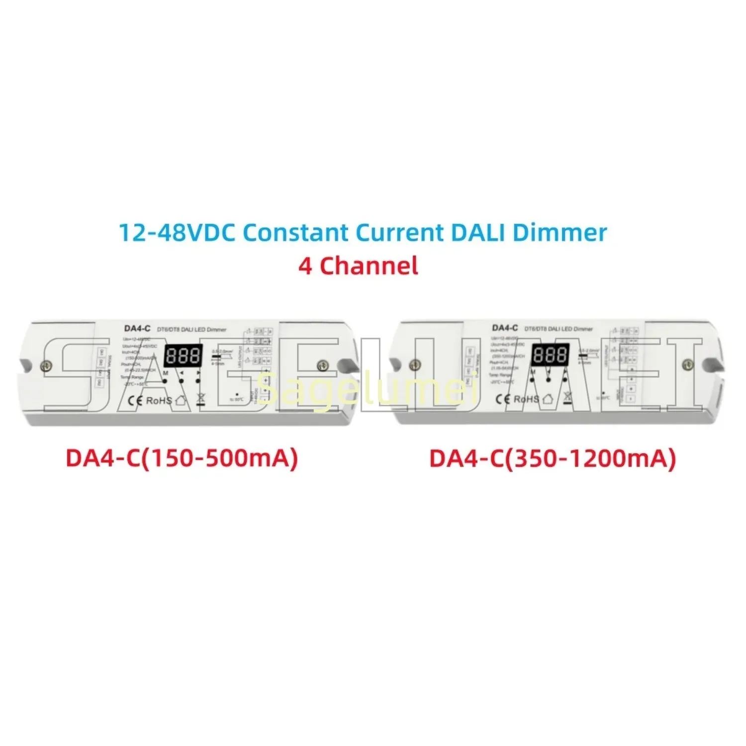 DA4-C(150-500mA)12-48VDC DA4-C(350-1200mA) LED DALI Bus Master Dimmer PWM Digital Display For DT6/DT8 Dimming 4Channel SKYDANCE