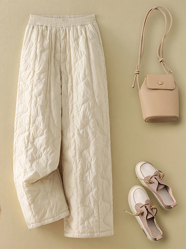 Damen-Baumwollhose, Winter, warme Freizeithose, Faion Oberbekleidung, hohe Taille, lange Hose mit geradem Bein