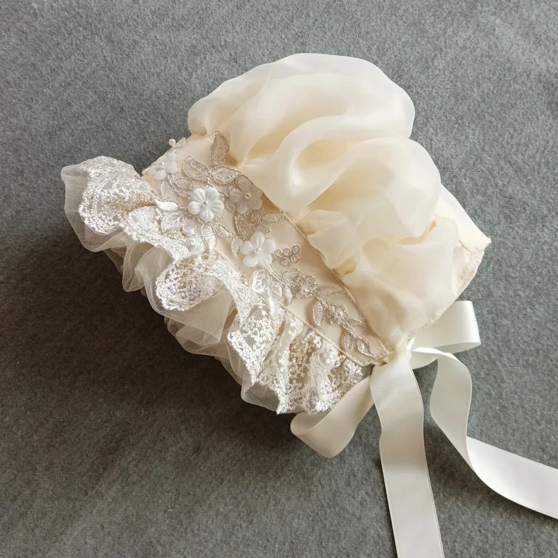 Gorro victoriano con volantes para mujer, gorro de pueblo, Lolita, chica, sirvienta, Cosplay, lazo, sombreros de encaje, accesorios de disfraz, sombreros de sirvienta ajustables Retro