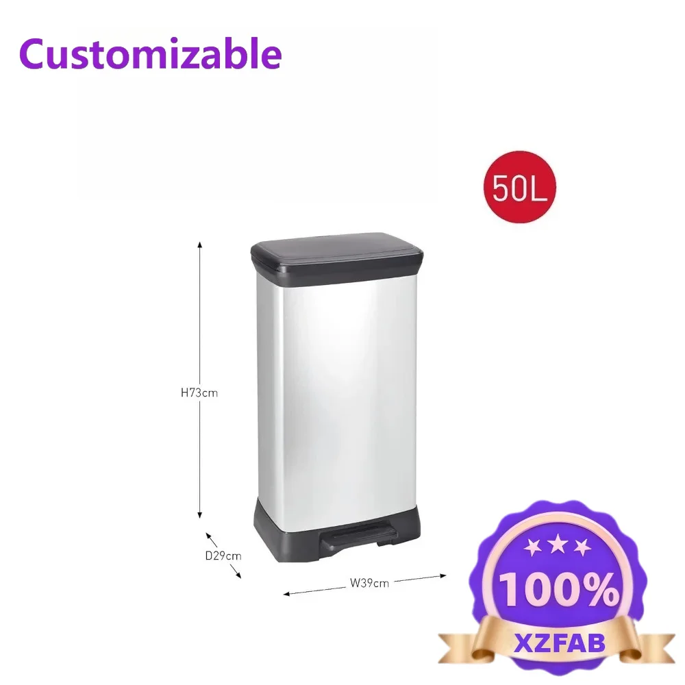 Factory Direct 2026 Silver Metallic CURVER DECOBIN Plastic Waste Bin