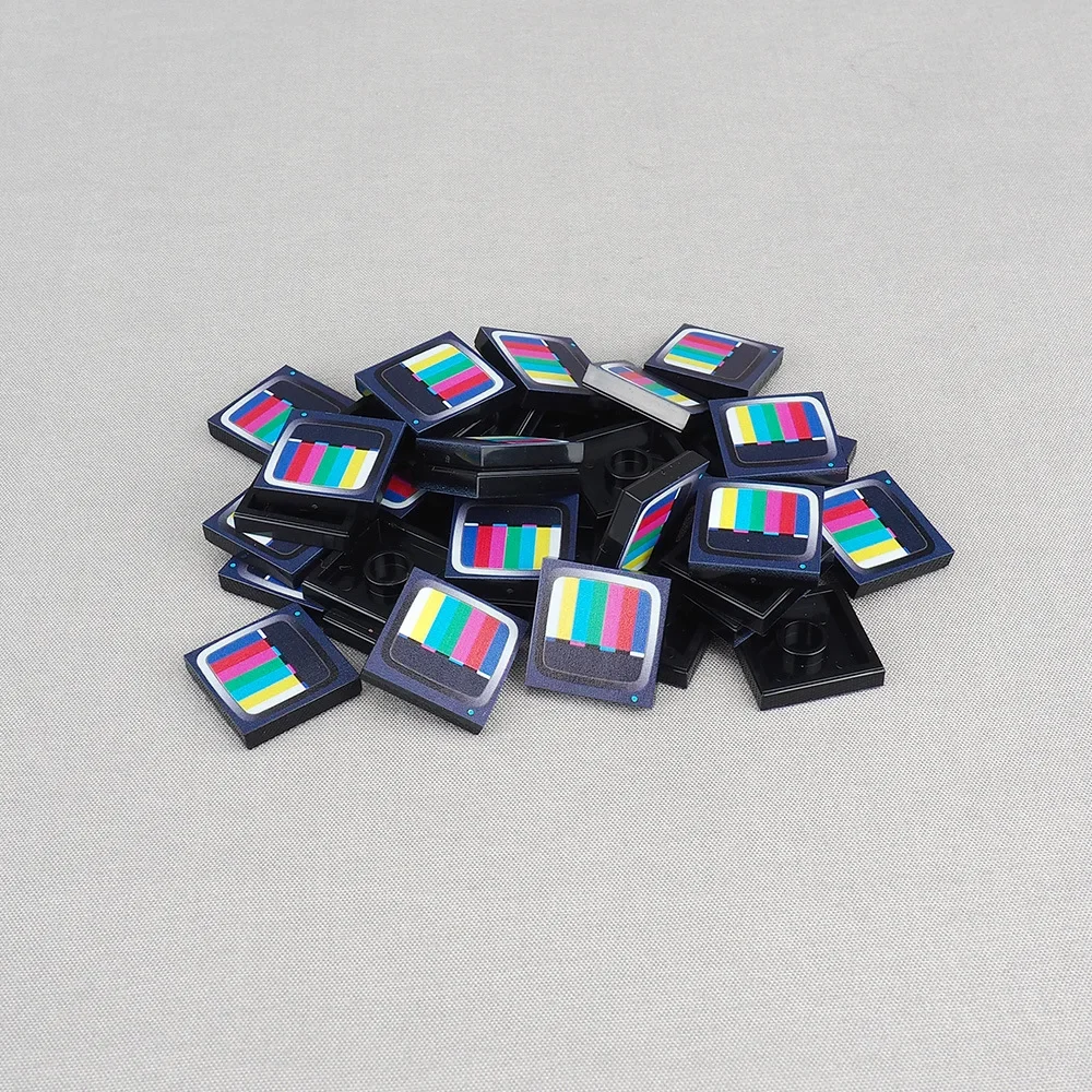 MOC 10PCS Color Strip TV 3068pb Screen Pattern Printed Building Blocks 3068 Home Wall Decor Tile Board Bricks Particle Toy Gifts