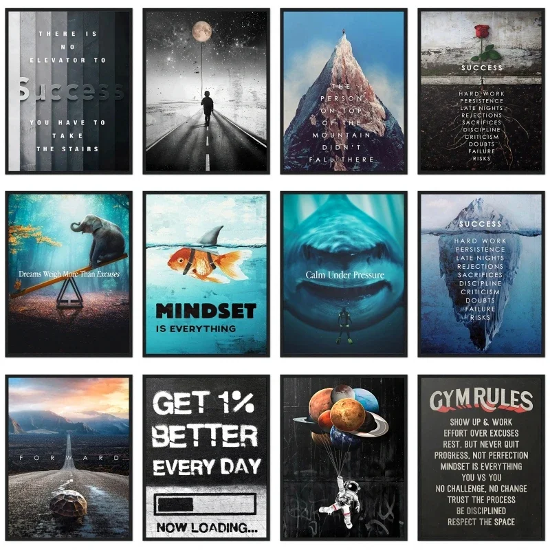 Motivational Quotes for Success Poster Iceberg Success Prints Diamond Painting Wall Art Picture for Office Study Home Decorati