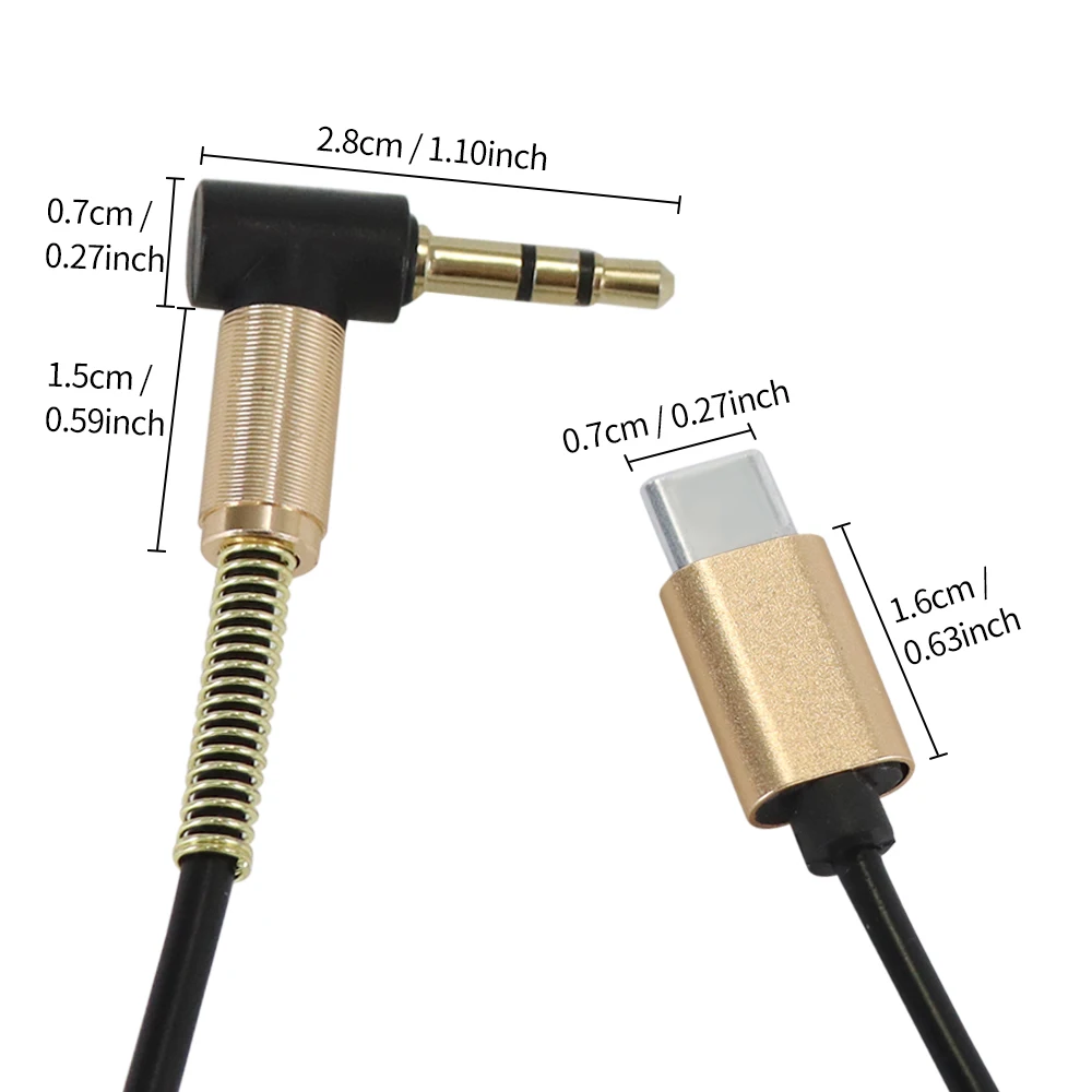 USB-C to 3.5 Curved Spring Telescopic Audio Cable Car AUX Cable Adapter Digital Audio Cable For Phone Tablet Connect To Speaker