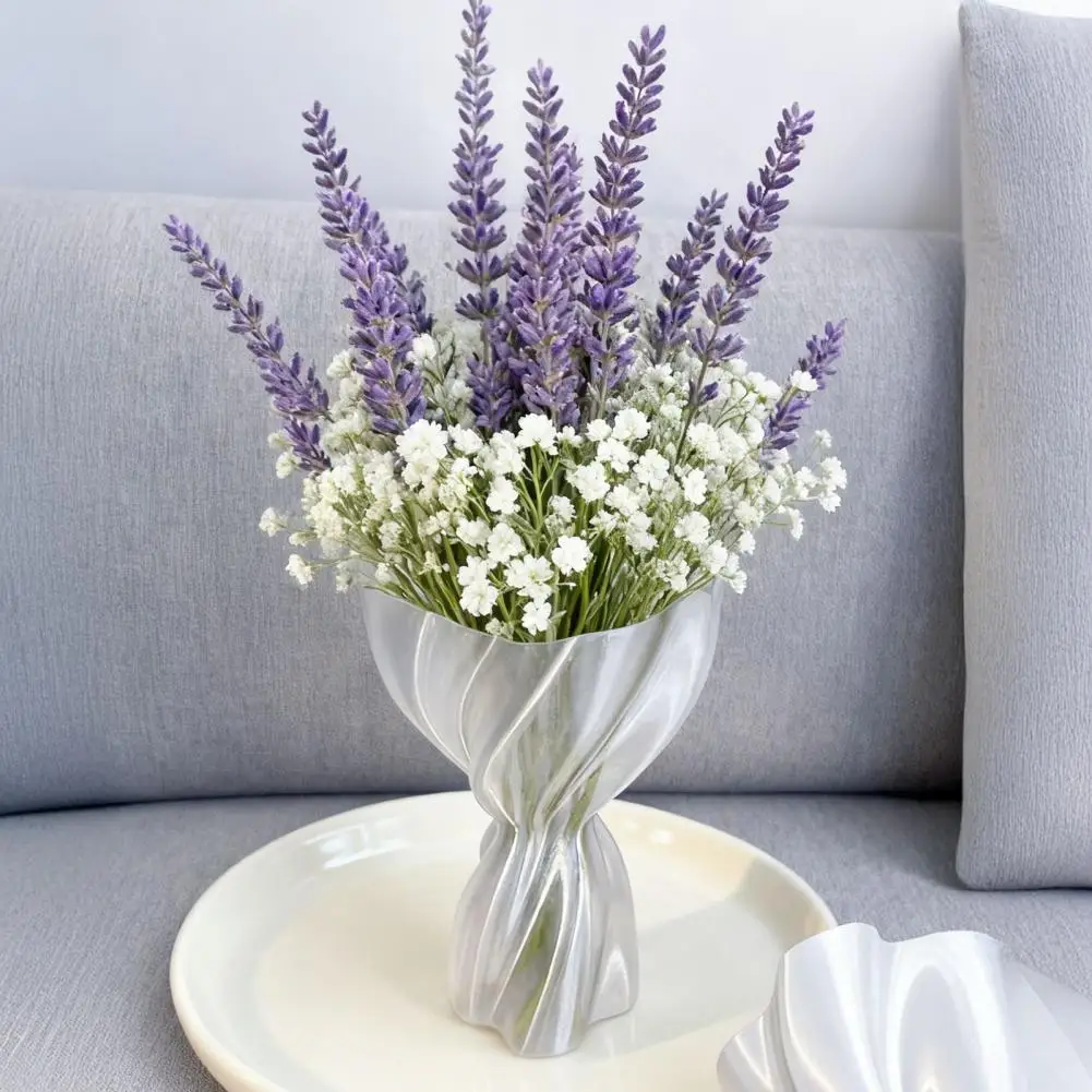 Minimalist Modern Table Decor Vase, 3D Printed Cream Color Silk Texture Art Vases For Living Room Entryway Unique Gift