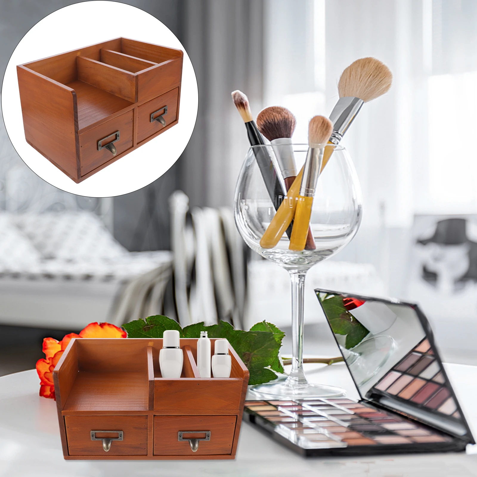 

Small Storage Box Desktop Jewelry Organizer Lipstick Container Drawers