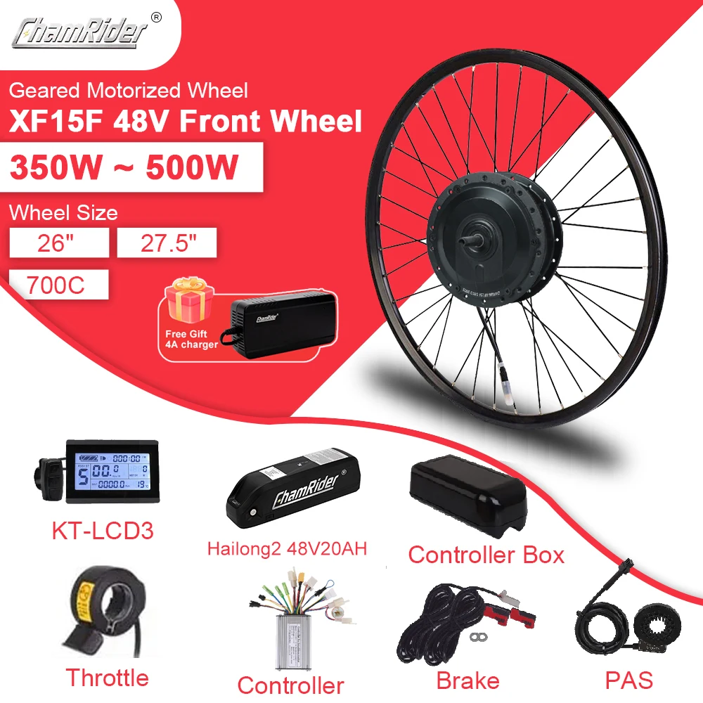 

ChamRider MXUS XF Front Hailong2 48V20AH Electric Bicycle Battery Conversion Kit 40A BMS 500W Ebike 36V 350W Motor Wheel 1000W