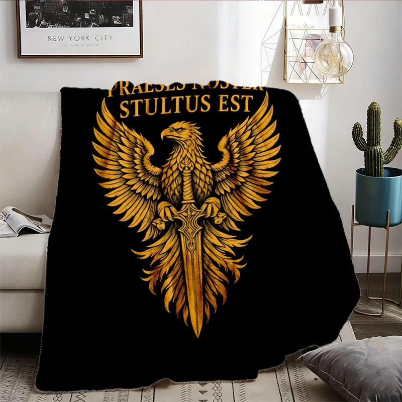 Praeses Noster Stultus Est Flannel Blanket, Latin Subtle Roman Eagle Democrat Gift