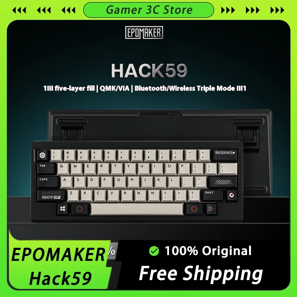 EPOMAKER Hack59 Mechanical Keyboard Three Mode Hot Swap HHKB like Layout Wireless Bluetooth Keyboard Custom Gift PC Game QMK/VIA