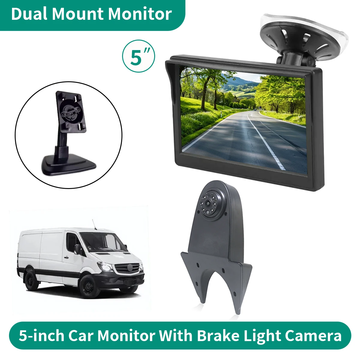 

5-inch TFT LCD Car Dual Bracket Monitor With Brake Light Camera For Mercedes Benz Viano Sprinter Vito VW Transporter Crafter