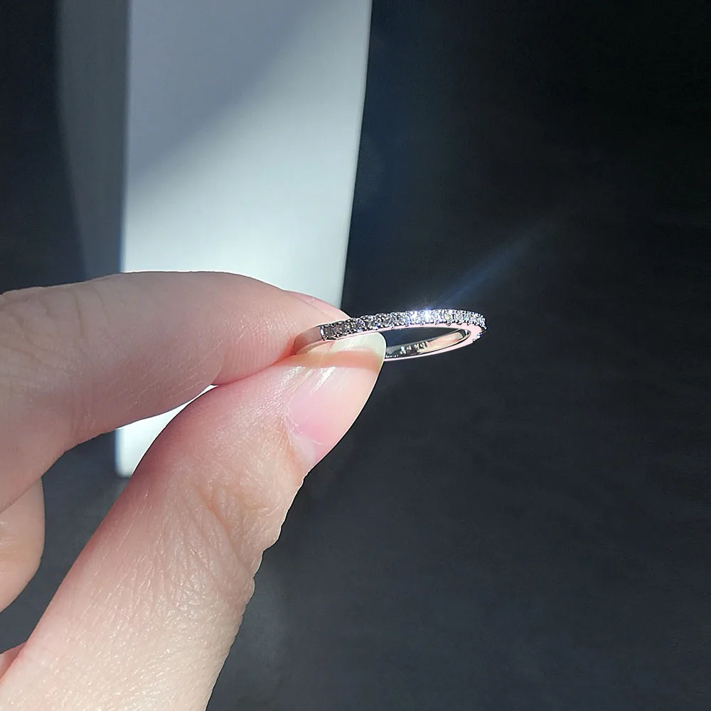 Wedding Engagement Thin Rings For Women Micro Pave Zircon Crystal Dainty Ring for Girls Fashion Jewelry All Size Wholesale R133