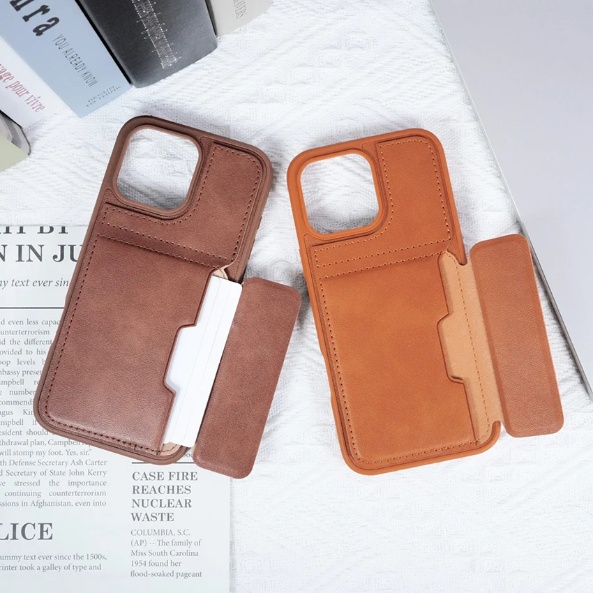 

Multifunctional Flap Card Pocket Phone Case For Iphone 17 16 15 14 13 Pro 12 11 Max Plus 16Pro Leather Phone Case 17Promax Cover