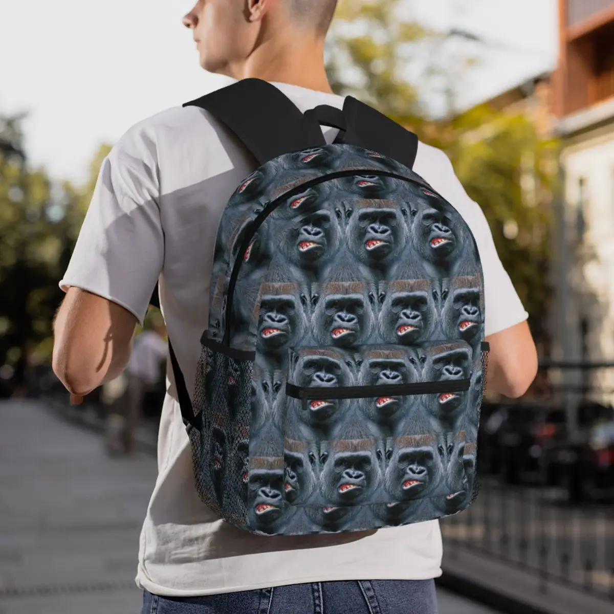 Gorilla Snarl Close-up Face Show Teeth Wildlife Animal Backpack Student BookBag Kids School Bag Shoulder Bags for Boys Girls