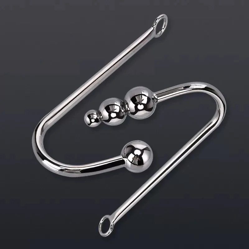 Stainless Steel Anal Hook with Anal Beads Hole Anal Hook Metal Butt Plug Anal Sex Toys Adult Product No Vibrator for men gay