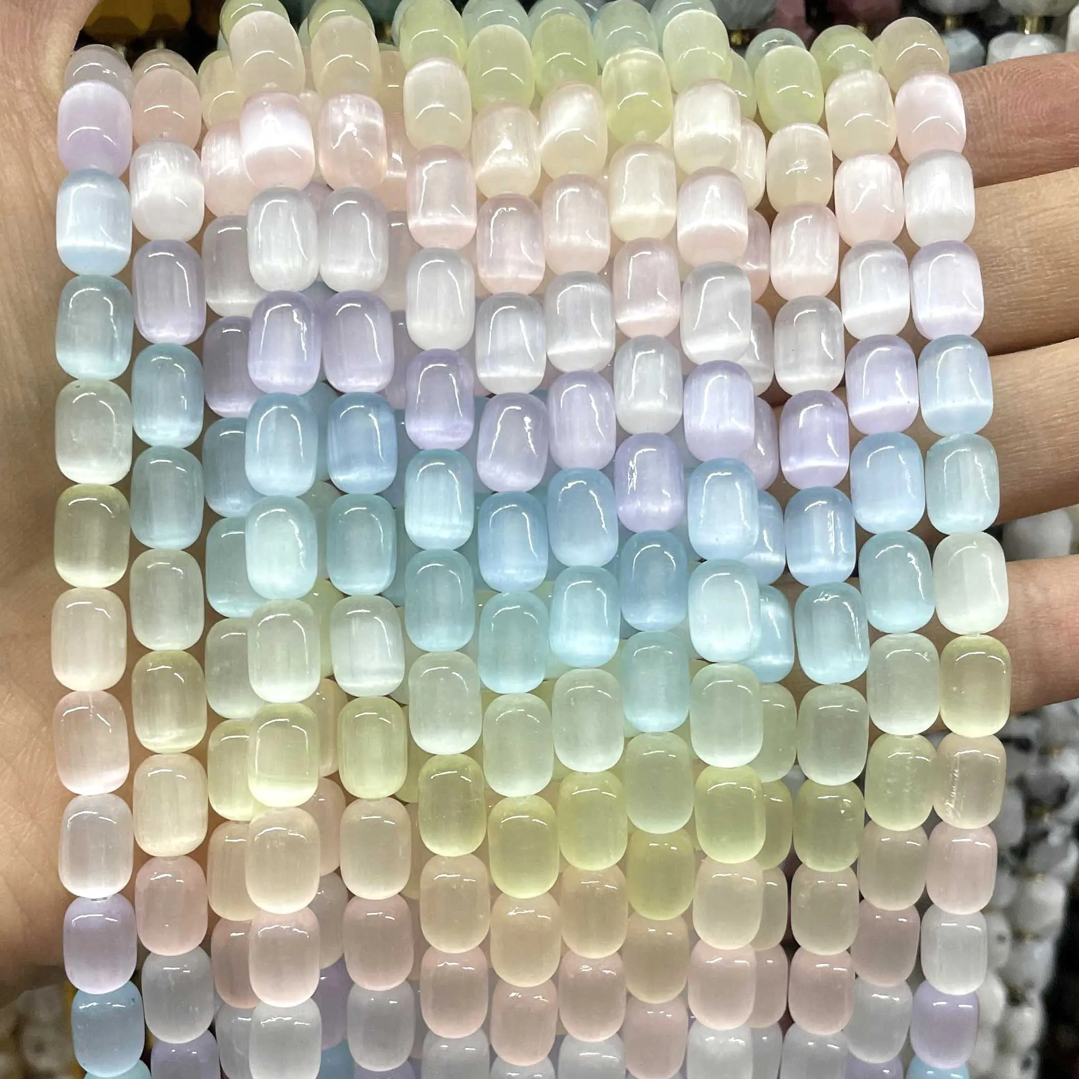 

6X9MM Natural Gemstone Colorful Selenite Stone Loose Round Spacer Beads For Jewelry Making Diy Bracelet Necklace Earrings