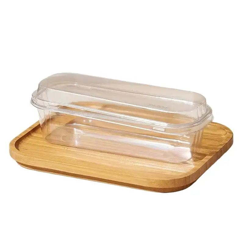 50Pcs Clear Rectangle Dessert Container 280ml Rectangle Cake Container Loaf Deli Container Fruit Packaging Box