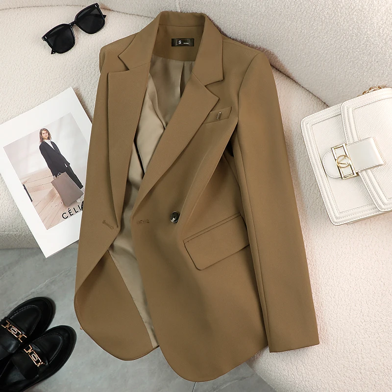 

High-quality Black Blazer Women 2024 Fall and Winter OL Commuting Career Female Clothing Elegant Long-sleeved White Suit Jacket