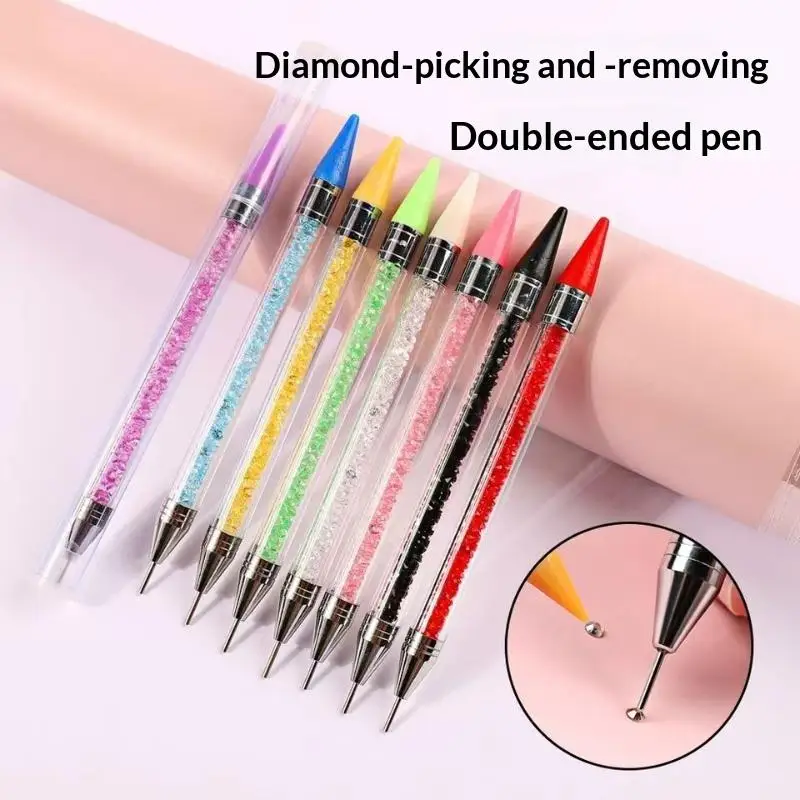 Dual-ended Applicator Pencil Nail Dot Rod Rhinestone Picker Wax Pen Diamond Picker Stick For Rhinestones Dotting Tool
