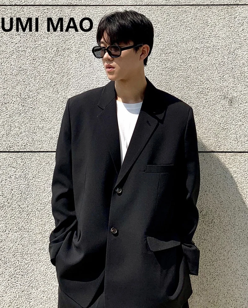 

UMI MAO Yamamoto Dark Blazers Coat 2023 Autumn Winter Black Shorts Blazer 2-piece Set Y2K Casual Jaket Men