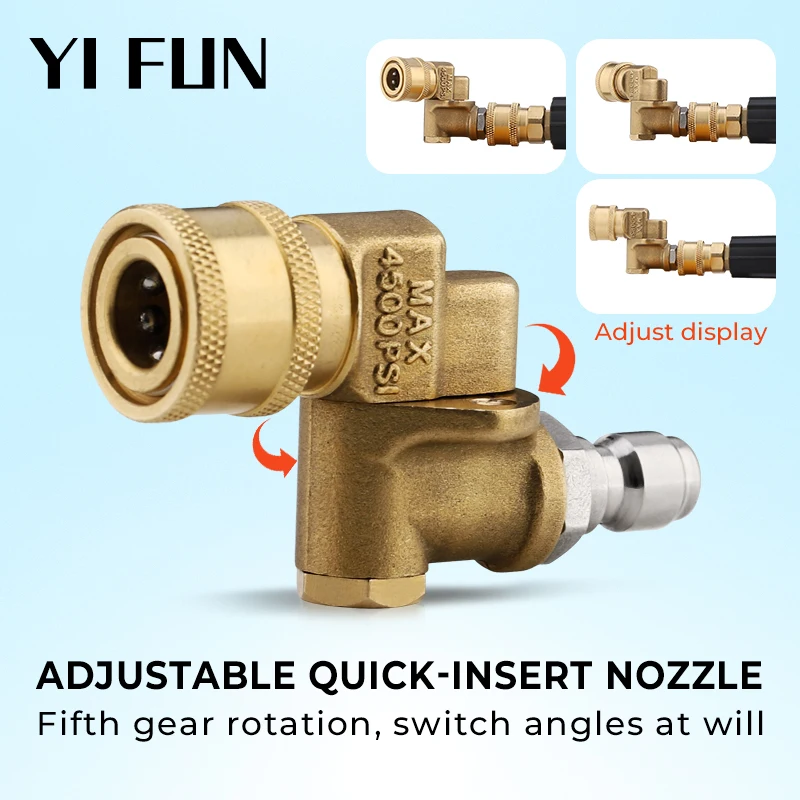 Car Accessories Adapter For High Pressure Washer Car Wash 1/4 Quick Connection Rotary Bend Joint Rotary Quick Plug Adapter