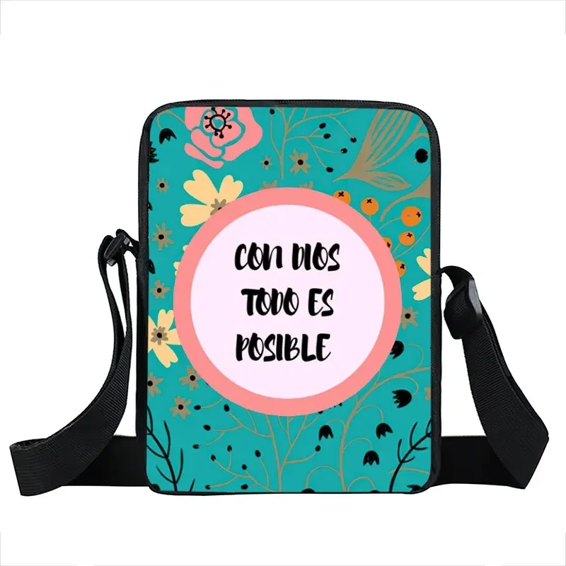 Dios Es Amor Crossbody Bags Women Handbag Con Dios Todo Es Posible Canvas Messenger Bags for Travel Christian Bible Book Bag