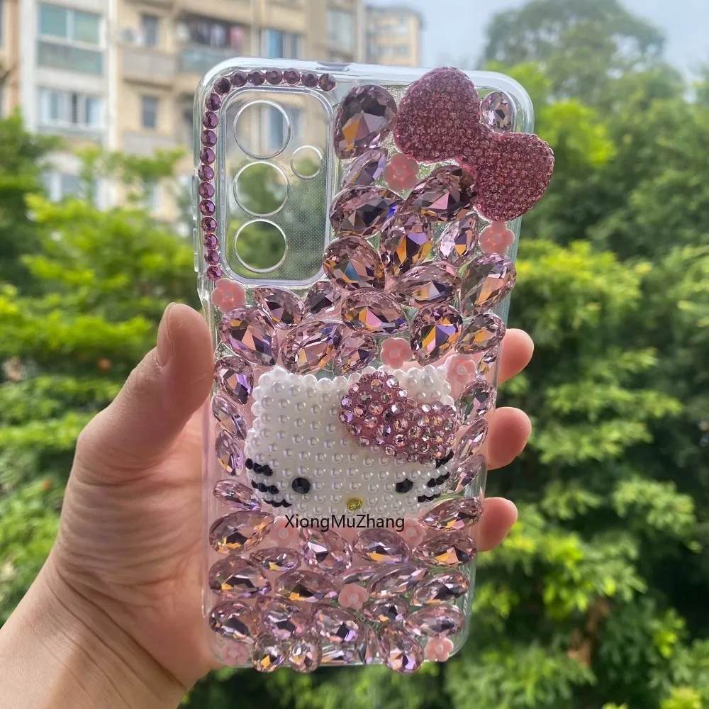 Sanrio Hello Kitty Strass Hülle für Samsung Galaxy M16 M15 M14 M55 M62 M35 M52 M53 M54 M33 M23 M56 M34 Diamant Handyhülle – Detail 2