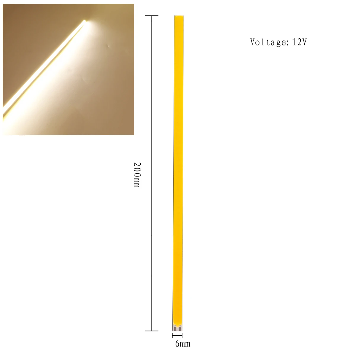 LED COB Light Strip 6W 600lm Lamp LED Bar Lights for DIY Outdoor FloodLight Lamp DC12V 200*6mm