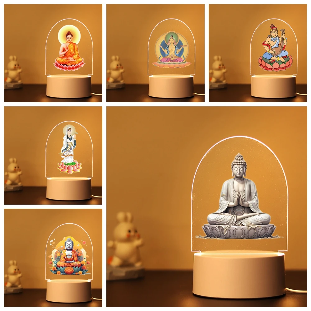 1 pc hot Buddhism Color Changeable Table Lamp Bedside Lamp For Children Bedroom Decor Birthday Gift