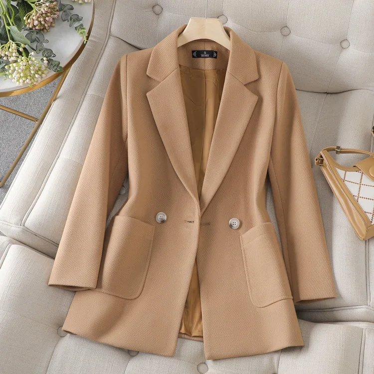 

Офисный женский пиджак, женская куртка, двубортный пиджак с карманами и длинными рукавами, женская деловая рабочая одежда, официальное пальто, верхняя одежда